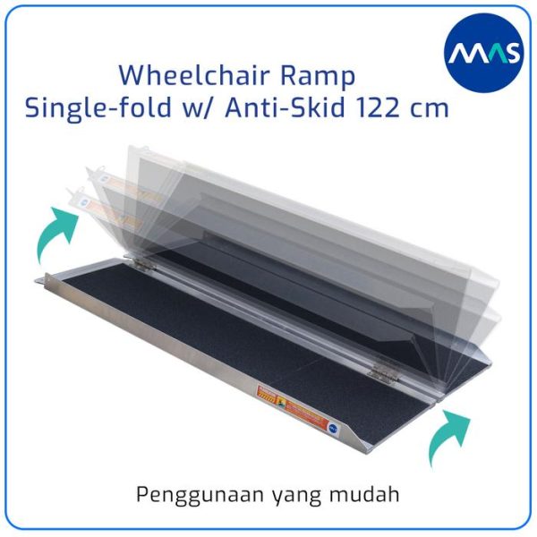 MAS Wheelchair Ramp / Jalur Landai Kursi Roda - Single-fold with Anti-Skid 122cm - Gambar 8