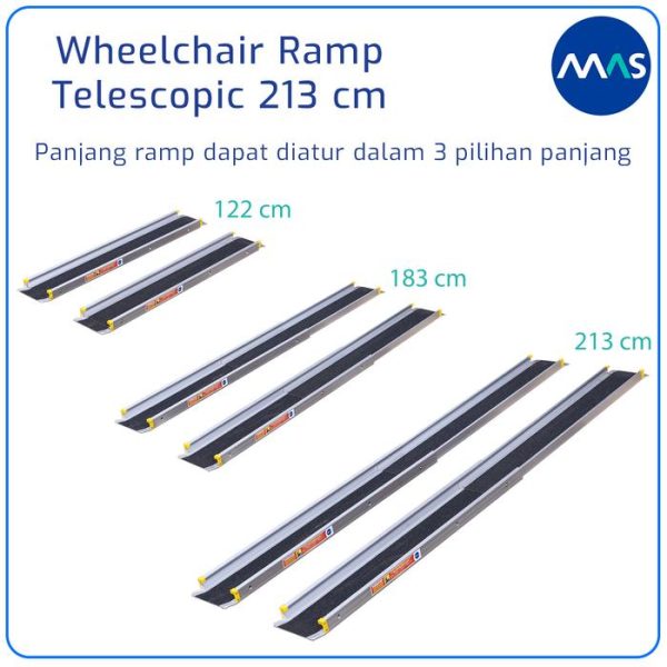 MAS Wheelchair Ramp / Jalur Landai Kursi Roda - Telescopic with Anti-Skid 213cm - Gambar 7