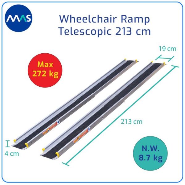 MAS Wheelchair Ramp / Jalur Landai Kursi Roda - Telescopic with Anti-Skid 213cm - Gambar 8