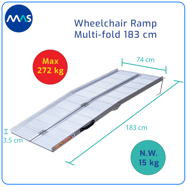 MAS Wheelchair Ramp / Jalur Landai Kursi Roda - Multi-fold 183cm - Gambar 7