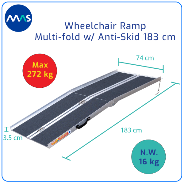 MAS Wheelchair Ramp / Jalur Landai Kursi Roda - Multi-fold with Anti-Skid 183cm - Gambar 7