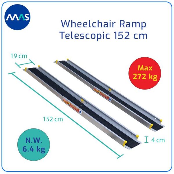 MAS Wheelchair Ramp / Jalur Landai Kursi Roda - Telescopic with Anti-Skid 152cm - Gambar 7