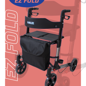 Harlee EZ Fold Rollator – Alat bantu jalan – Walker beroda roda 4